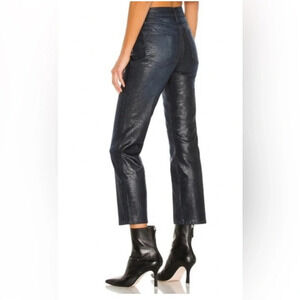 Frame Le High Straight Coated Indigo Lizard Jeans Size 29